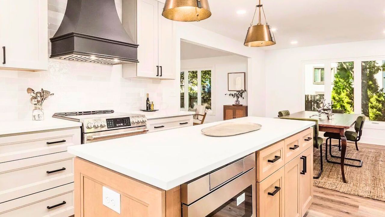 Modern kitchen cabinet and countertop installation